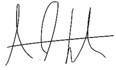 A signature of a person